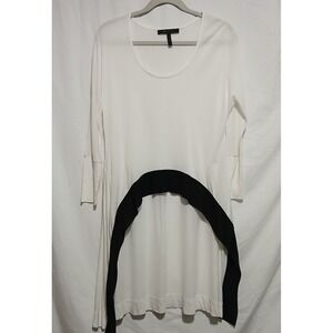 BCBGMAXAZRIA Tunic Dress Long Sleeve White Black Colorblock‎ XXS